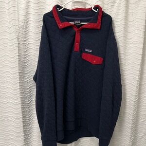 Patagonia Navy and Red Quilted Pullover